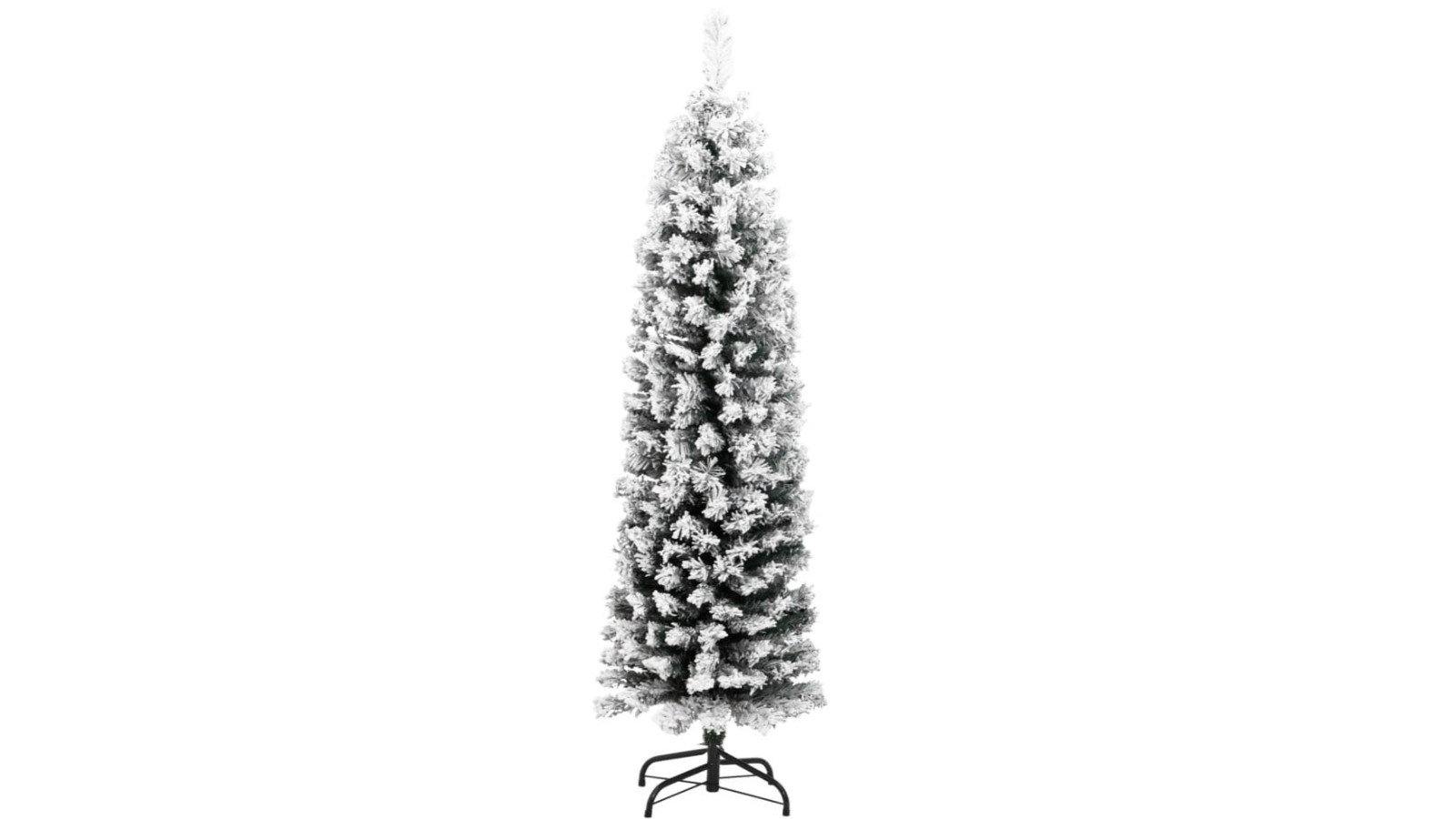 vidaXL Green PVC Slim Artificial Christmas Tree with Flocked Snow - 150cm