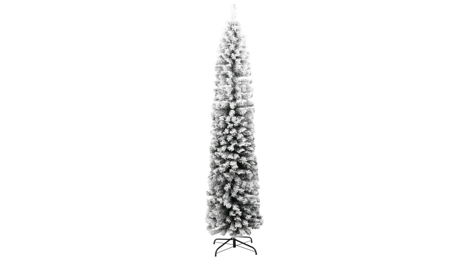 vidaXL Green PVC Slim Artificial Christmas Tree with Flocked Snow - 180cm