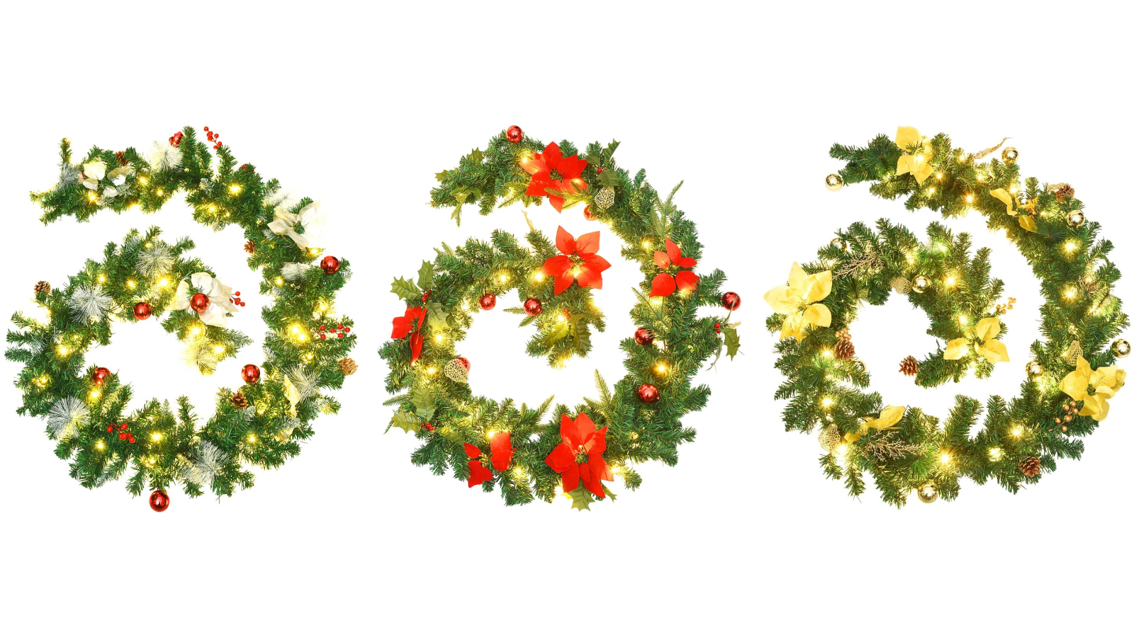 vidaXL 2.7metre PVC Christmas Garland with LED Light