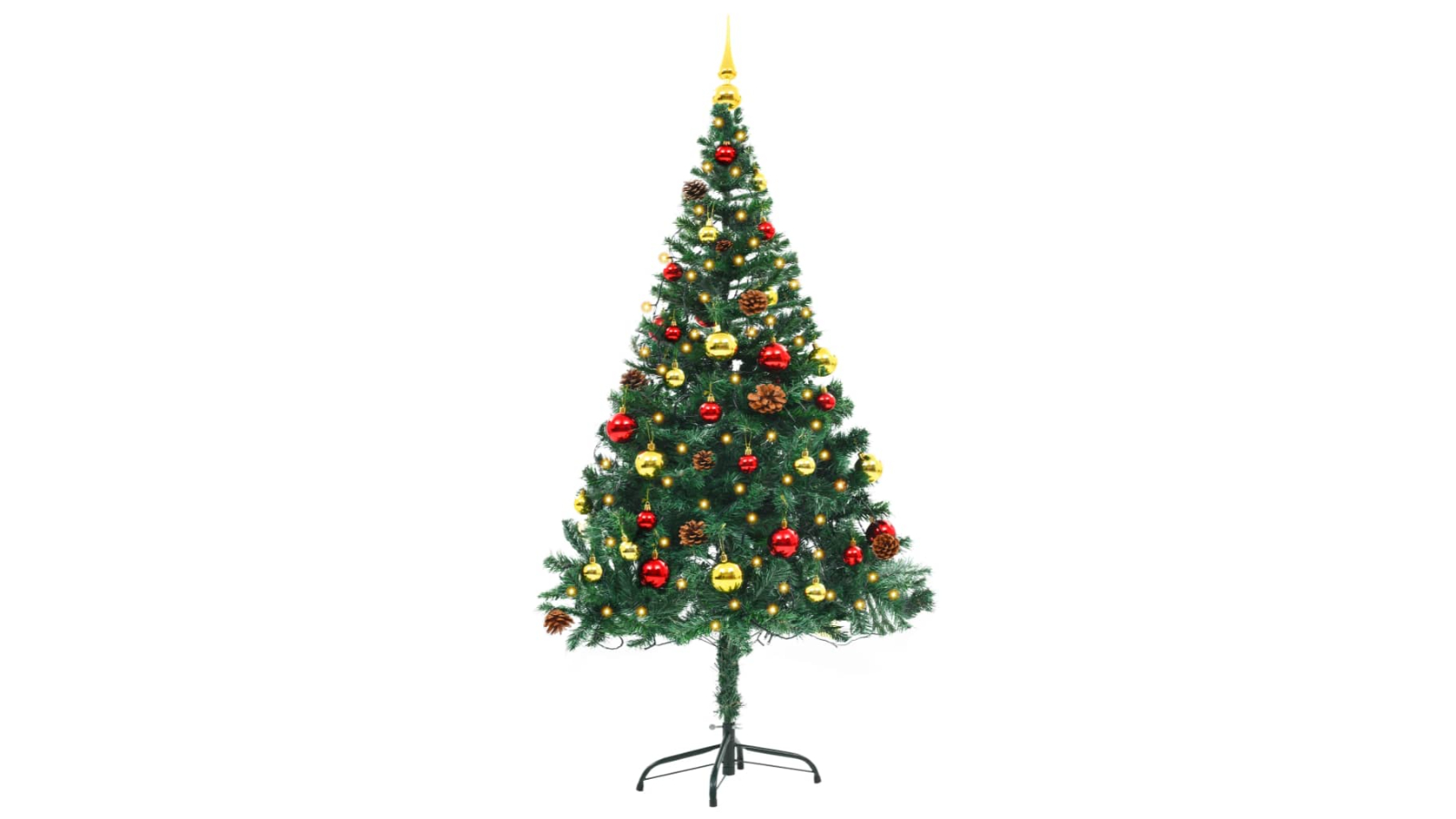 vidaXL Artificial Pre-lit Christmas Tree with Baubles Green 150cm