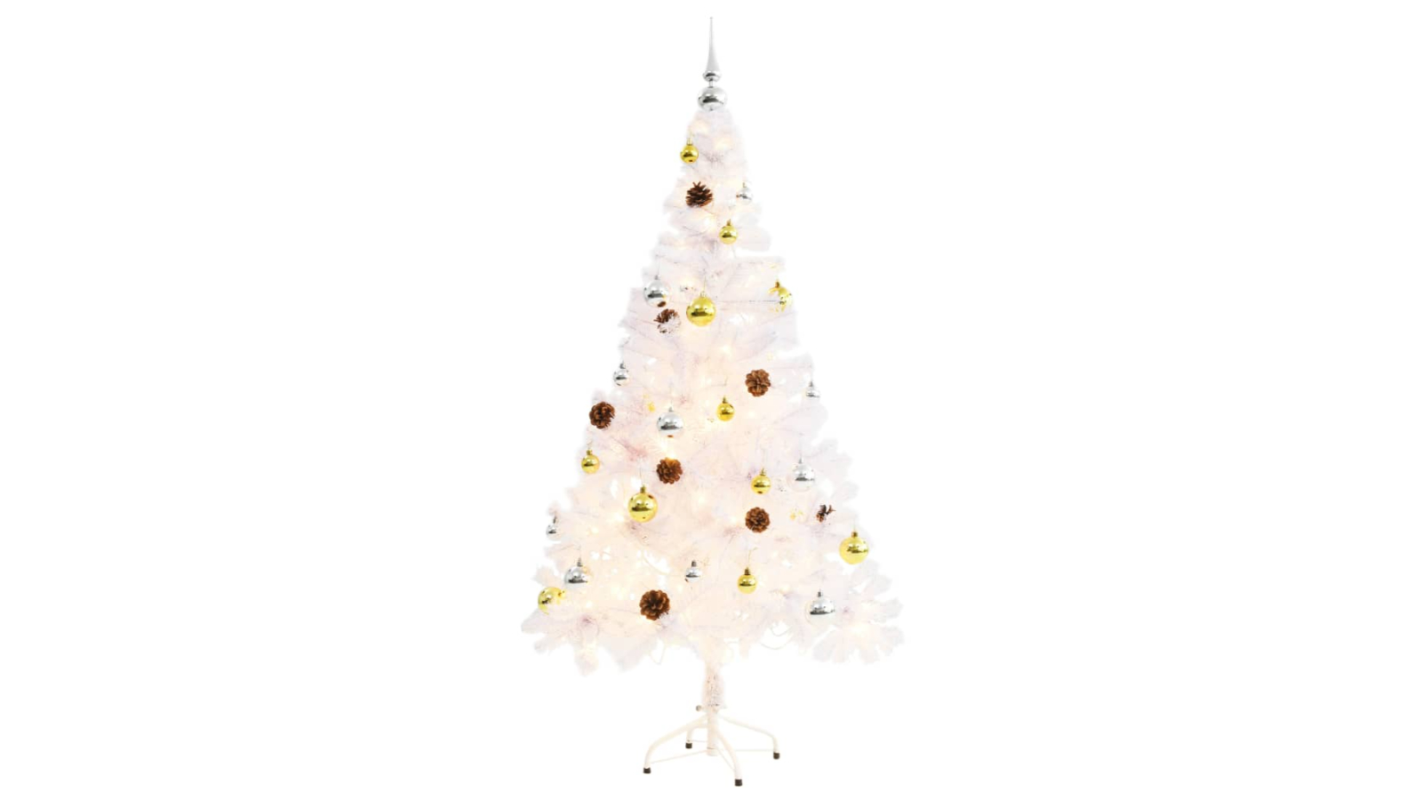 vidaXL Artificial Pre-lit Christmas Tree with Baubles White 150cm
