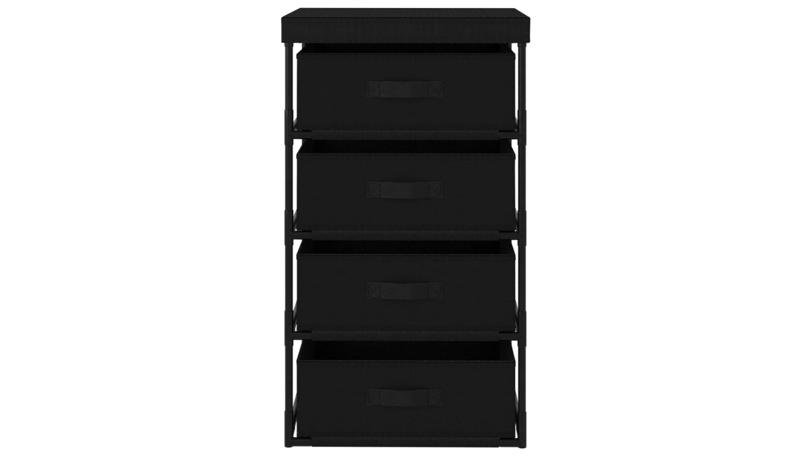 vidaXL Steel Storage Rack with 4 Fabric Basket - Black