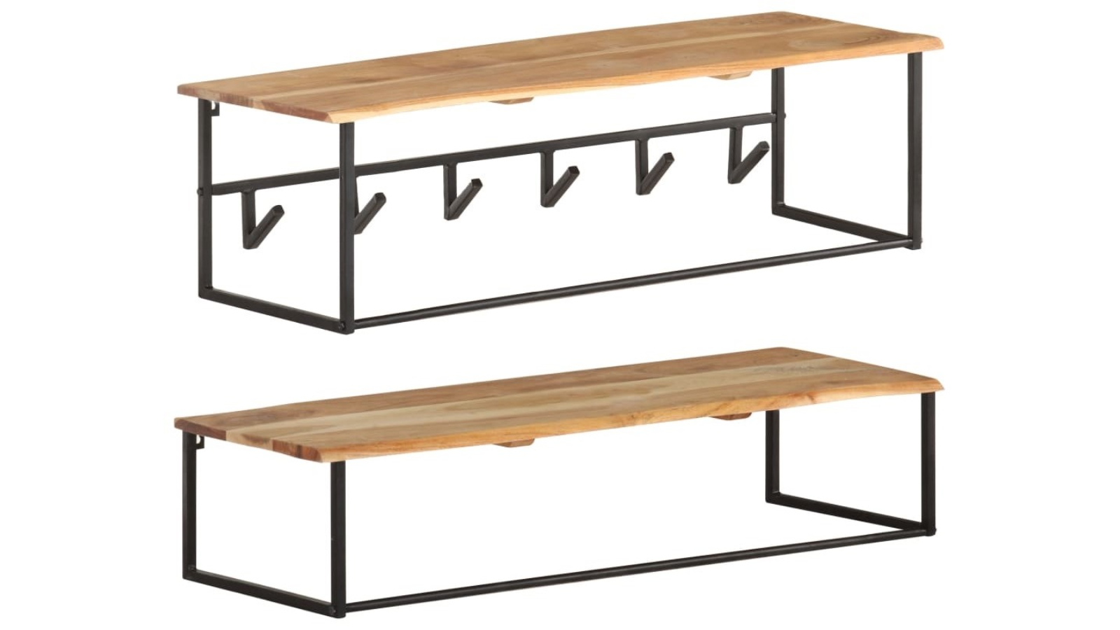 vidaXL Solid Acacia Wood Coat Rack with Live Edge