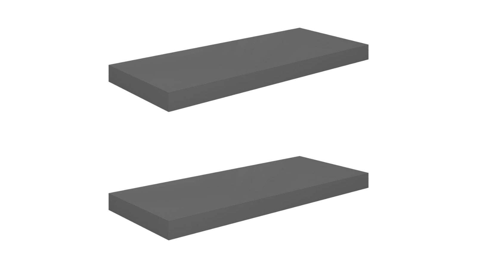 vidaXL 2 Piece High Gloss Grey 60 x 23.5 x 3.8cm MDF Floating Wall Shelves