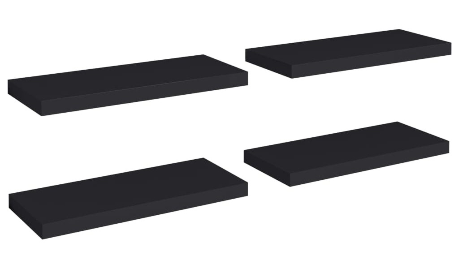 vidaXL 4 Piece MDF Black 60 x 23.5 x 3.8cm Floating Wall Shelf