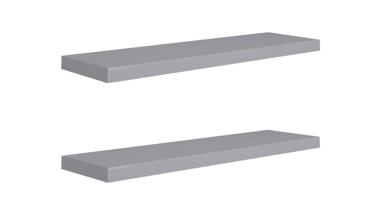 vidaXL 2 Piece Grey 90 x 23.5 x 3.8cm MDF Floating Wall Shelves