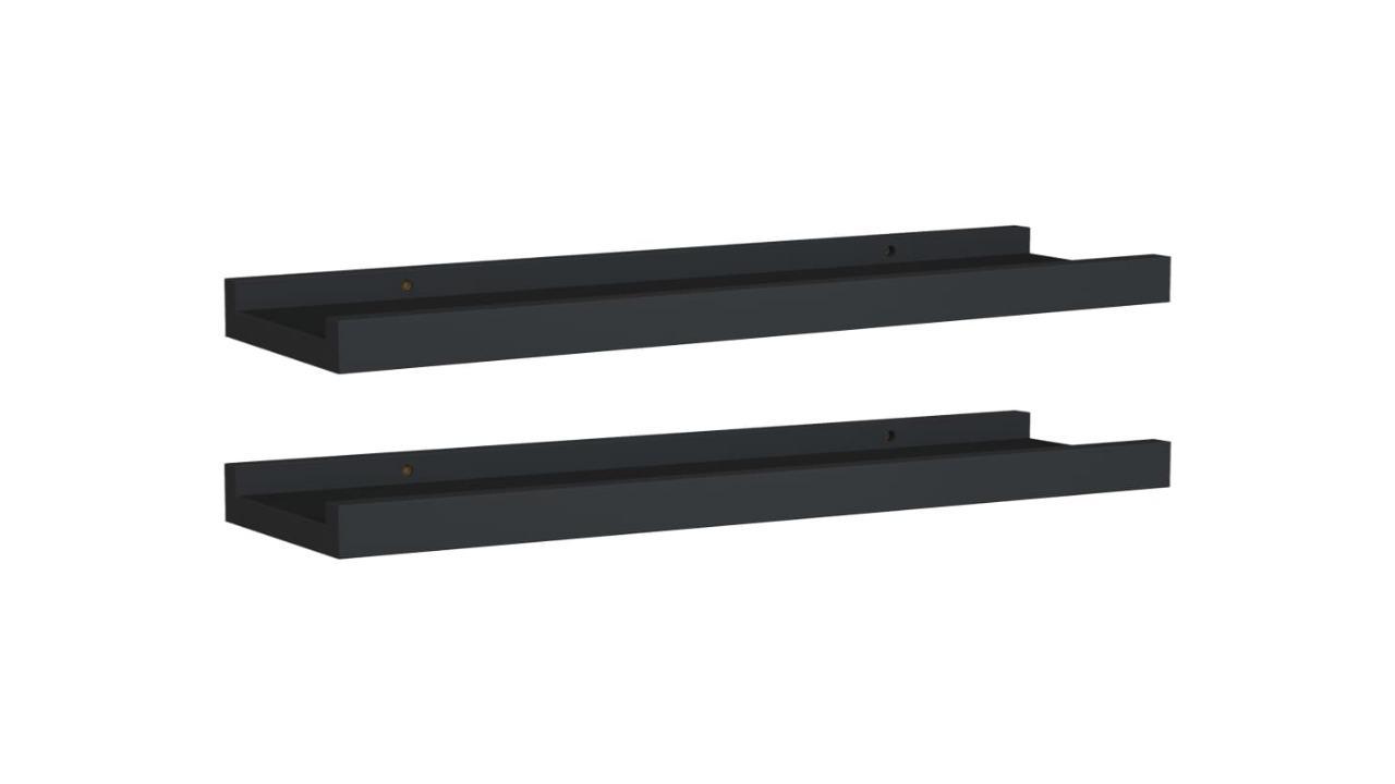 vidaXL 2 Piece Black 40 x 9 x 3cm MDF Picture Frame Ledge Shelves