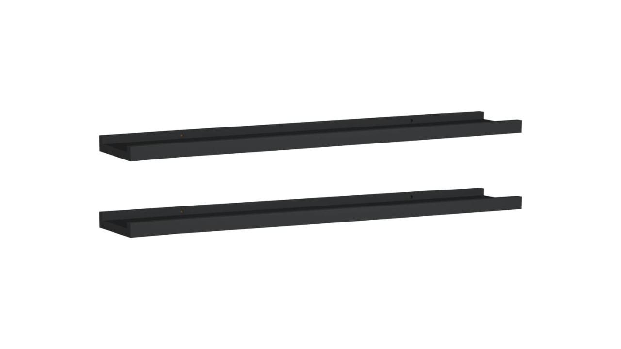 vidaXL 2 Piece Black 80 x 9 x 3cm MDF Picture Frame Ledge Shelves