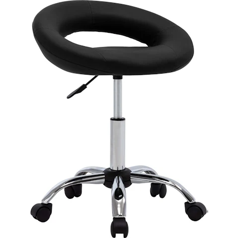 vidaXL Black Faux Leather Rolling Work Chair