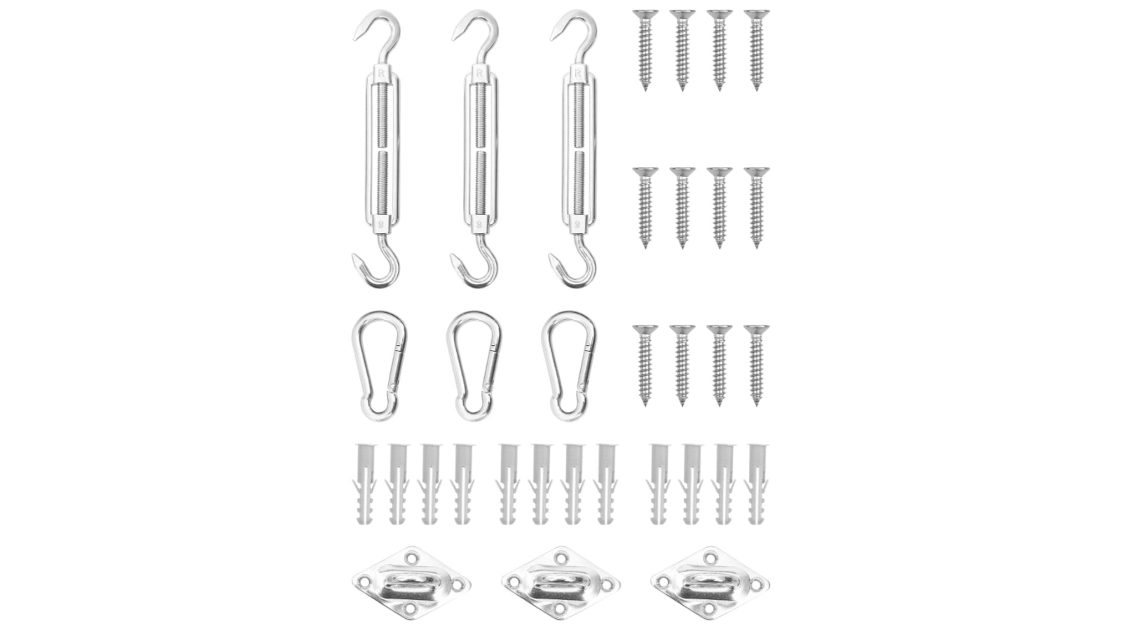 vidaXL Stainless Steel Sunshade Accessory Sail Set: 9 Pieces