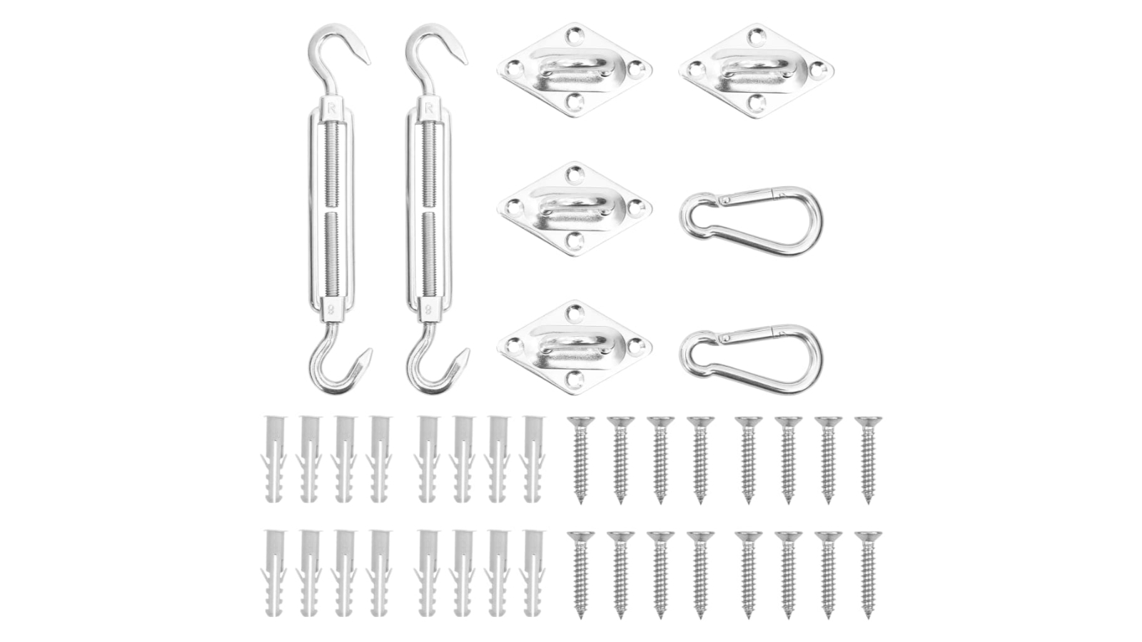 vidaXL Stainless Steel Sunshade Accessory Sail Set: 8 Pieces