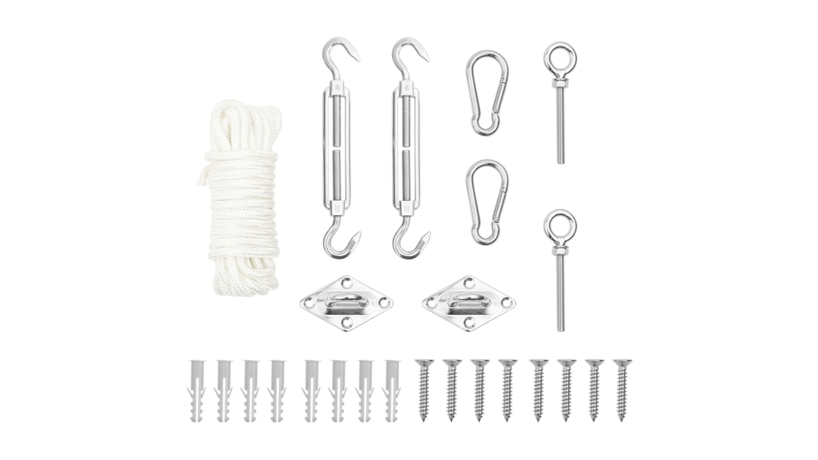 vidaXL Stainless Steel Sunshade Accessory Sail Set: 9 Pieces