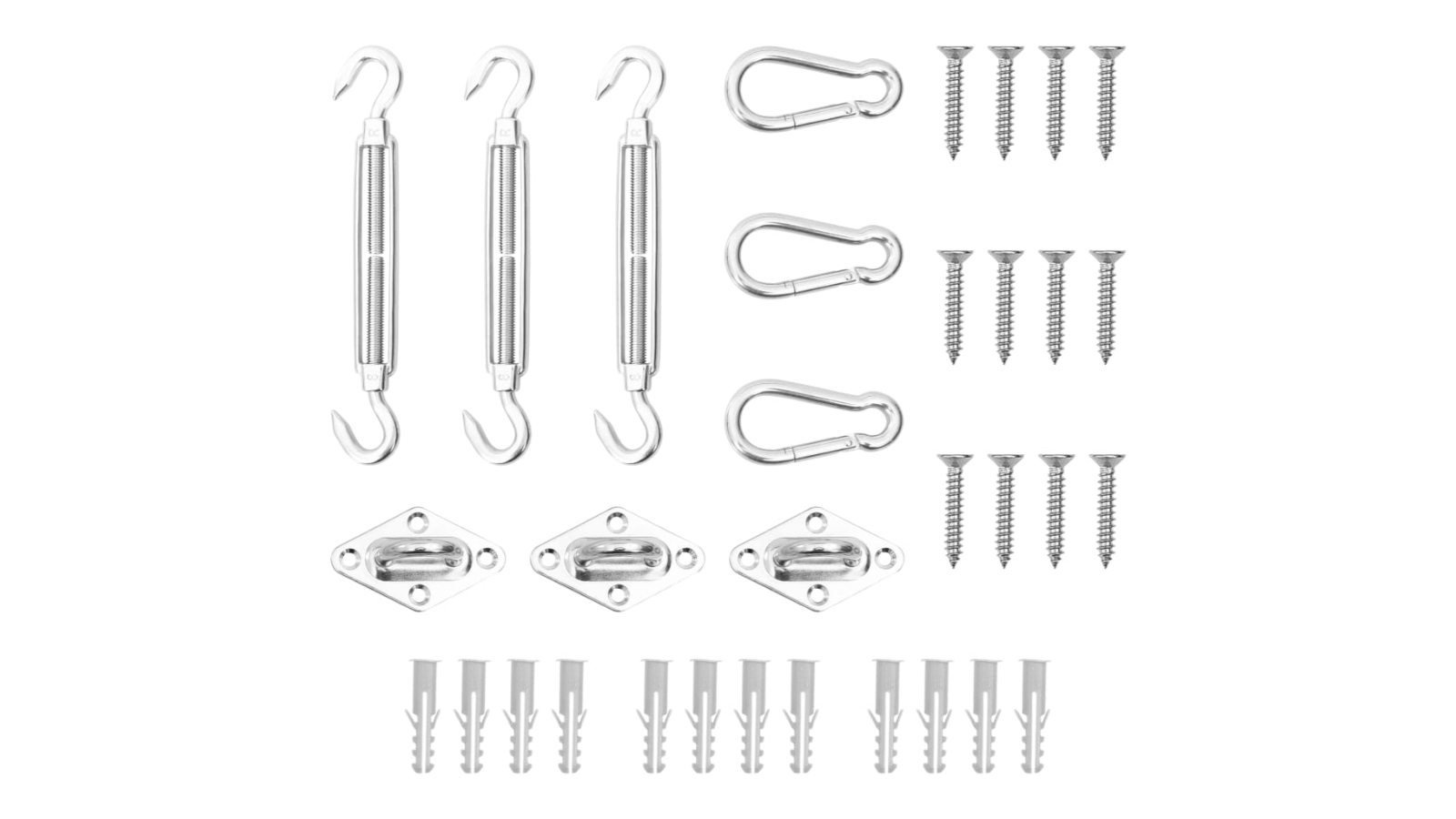 vidaXL Stainless Steel Sunshade Accessory Sail Set: 9 Pieces