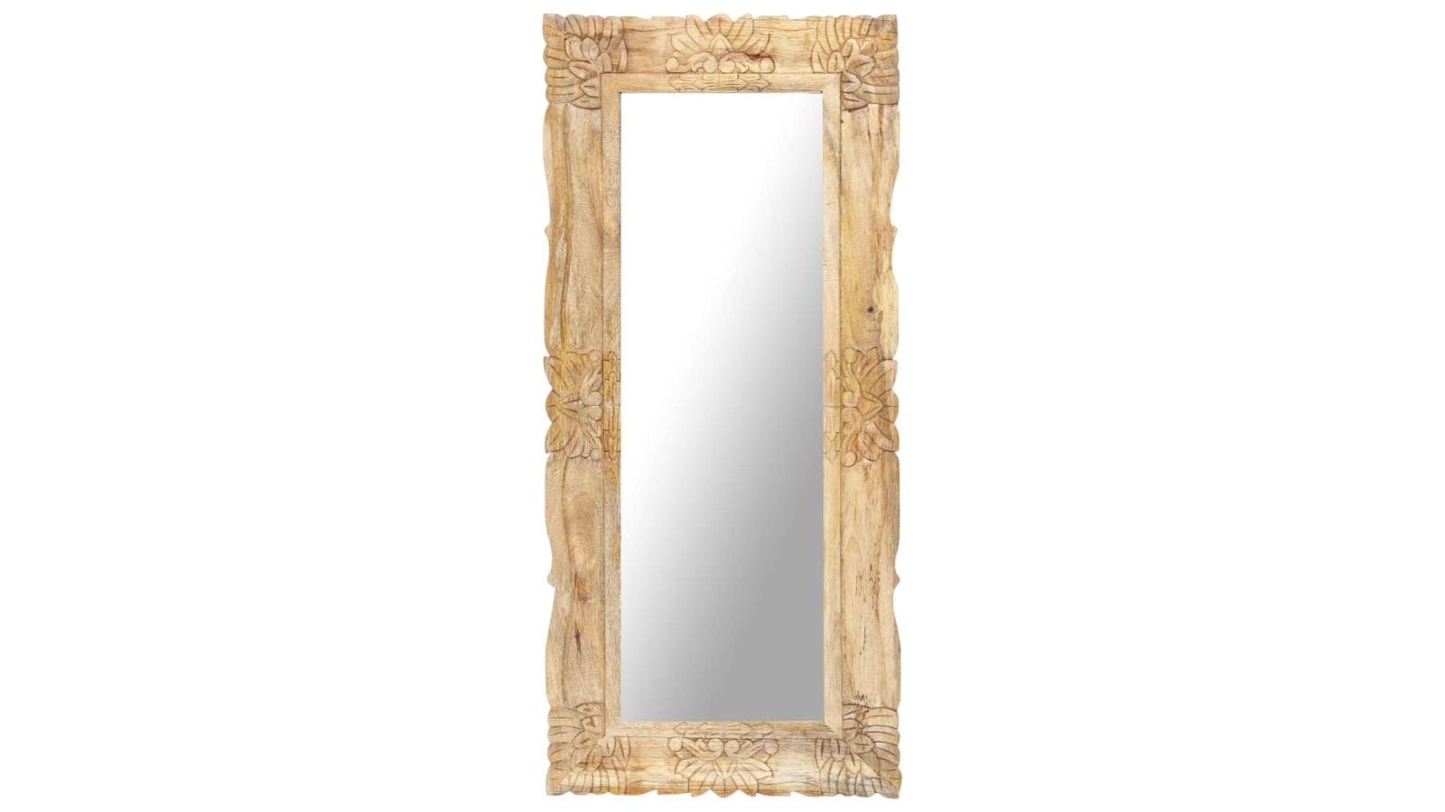 vidaXL Brown Solid Mango Wood 110 x 50cm Mirror