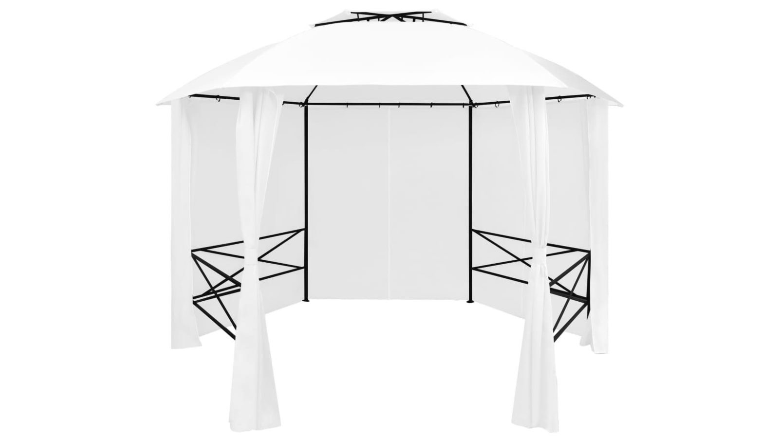 vidaXL White Garden Marquee with Curtains - 360x312x265cm