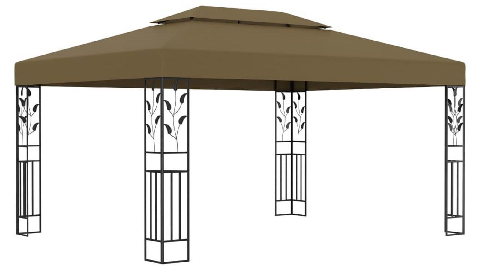 vidaXL Taupe Gazebo with Double Roof - 3x4m