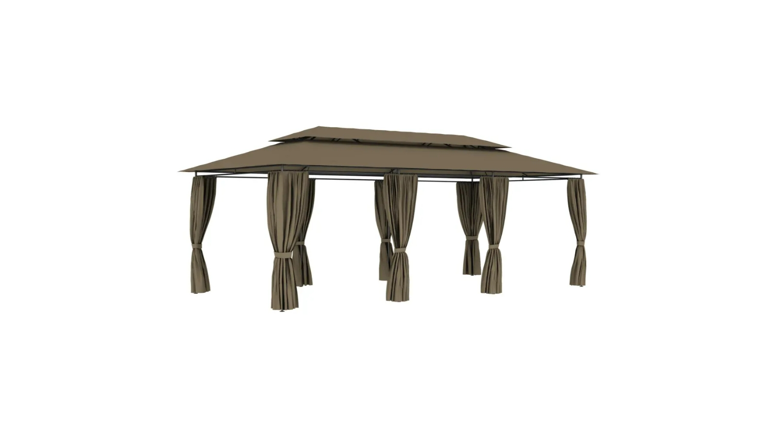 vidaXL Taupe 180 g/m² Gazebo with Curtains - 600 x 298 x 270 cm