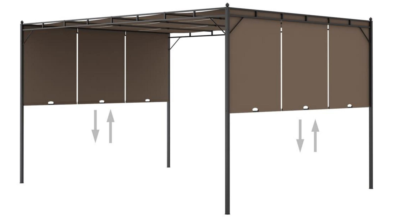 vidaXL Taupe Garden Gazebo with Side Curtain - 4x3x2.25m