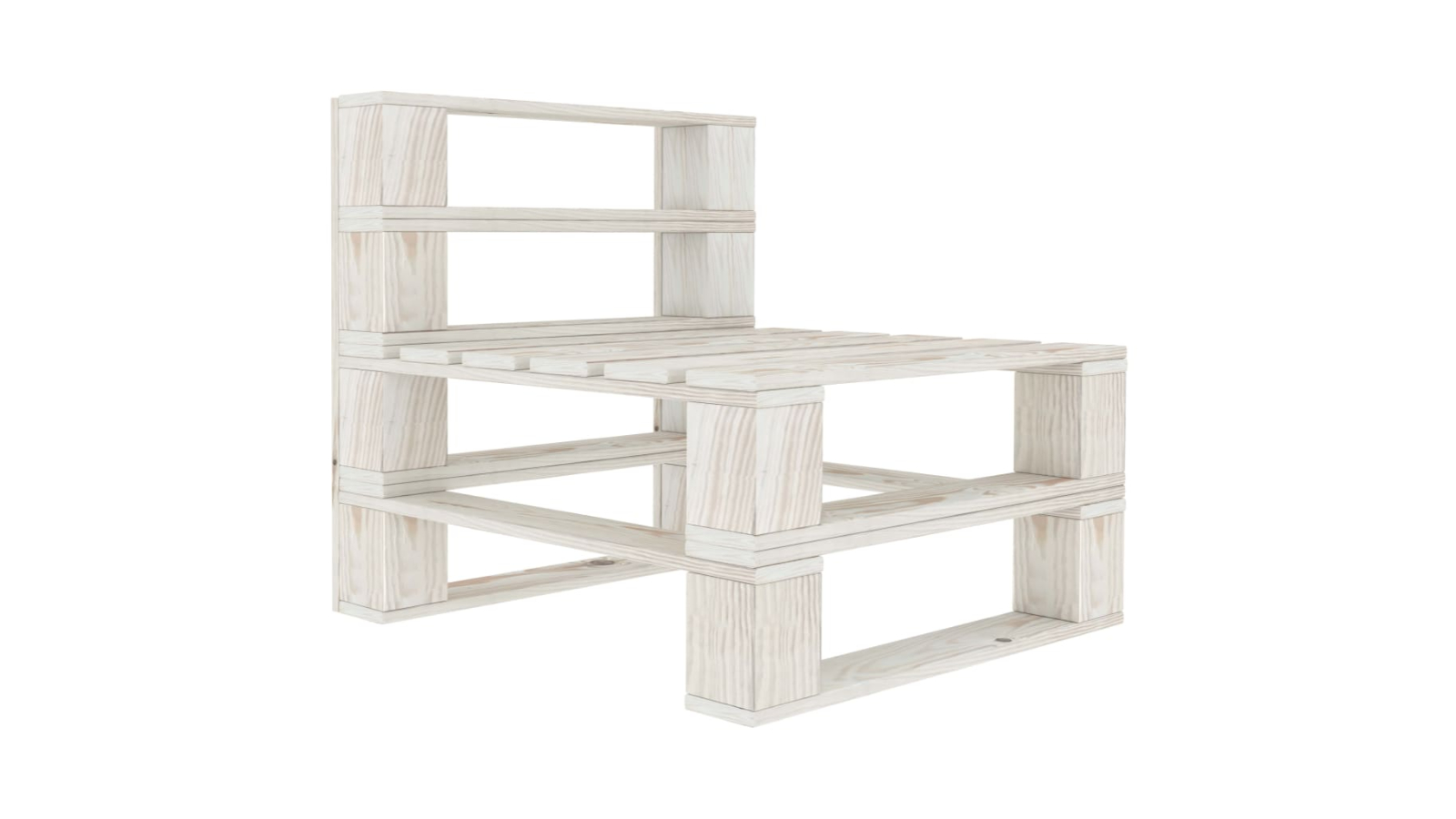 vidaXL White Wood Garden Pallet Middle Sofa