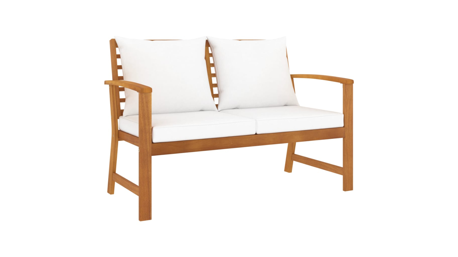 vidaXL Solid Acacia Wood Garden Bench with Cream Cushion - 120cm