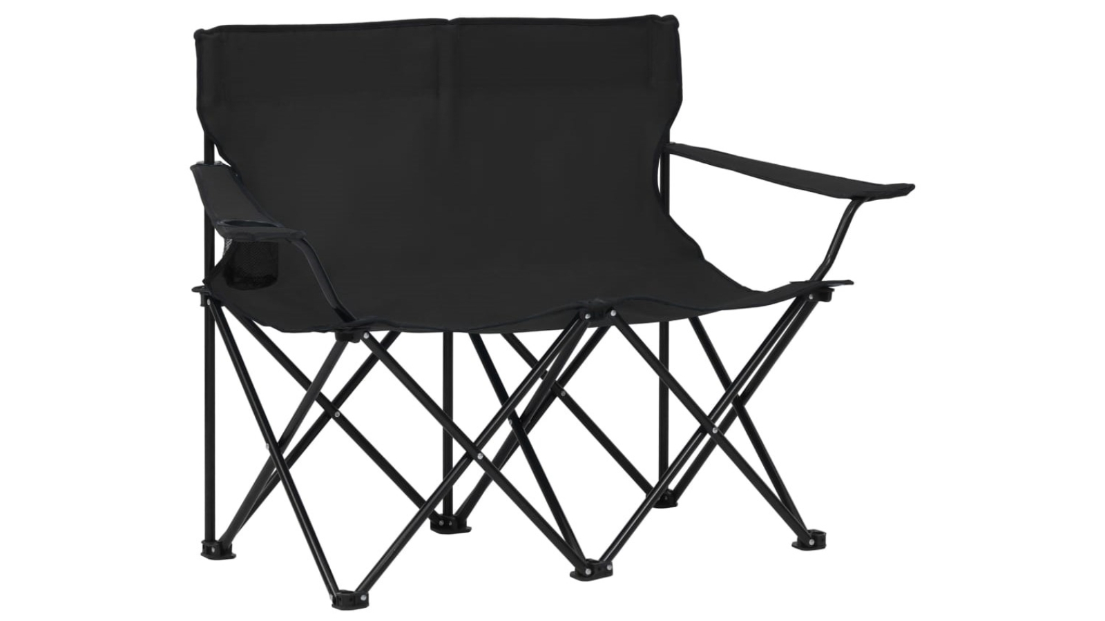vidaXL 2-Seater Steel and Fabric Foldable Camping Chair - Black