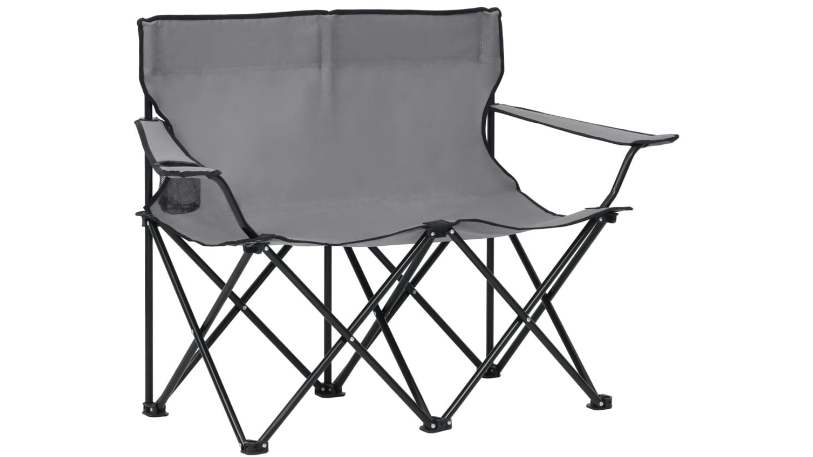 vidaXL 2-Seater Steel and Fabric Foldable Camping Chair - Grey