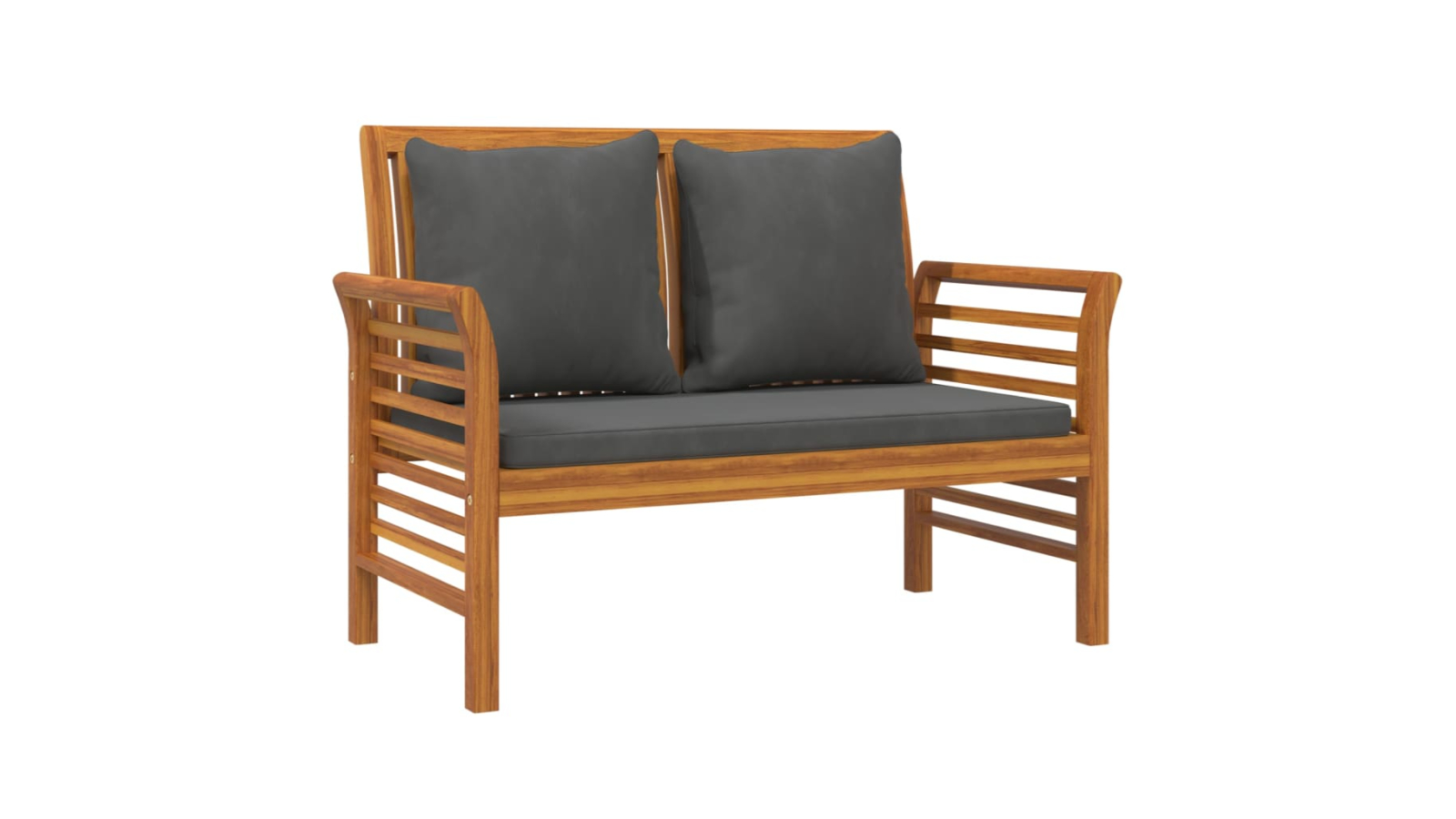 vidaXL Solid Wood Acacia Sofa Bench with Dark Grey Cushion