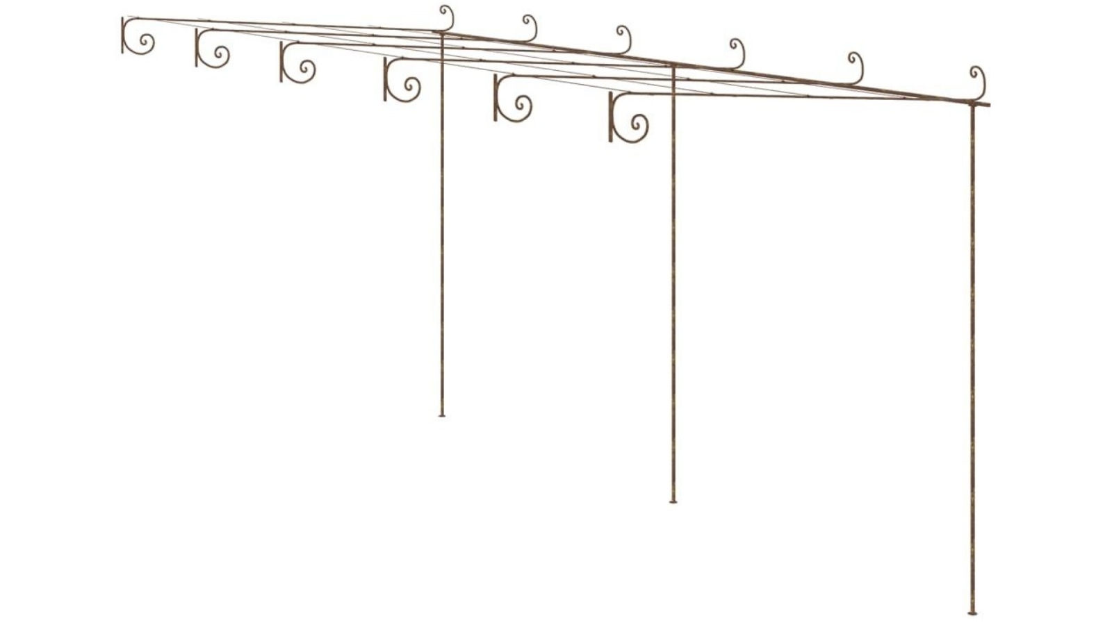 vidaXL Brown Iron Garden Pergola Antique - Large