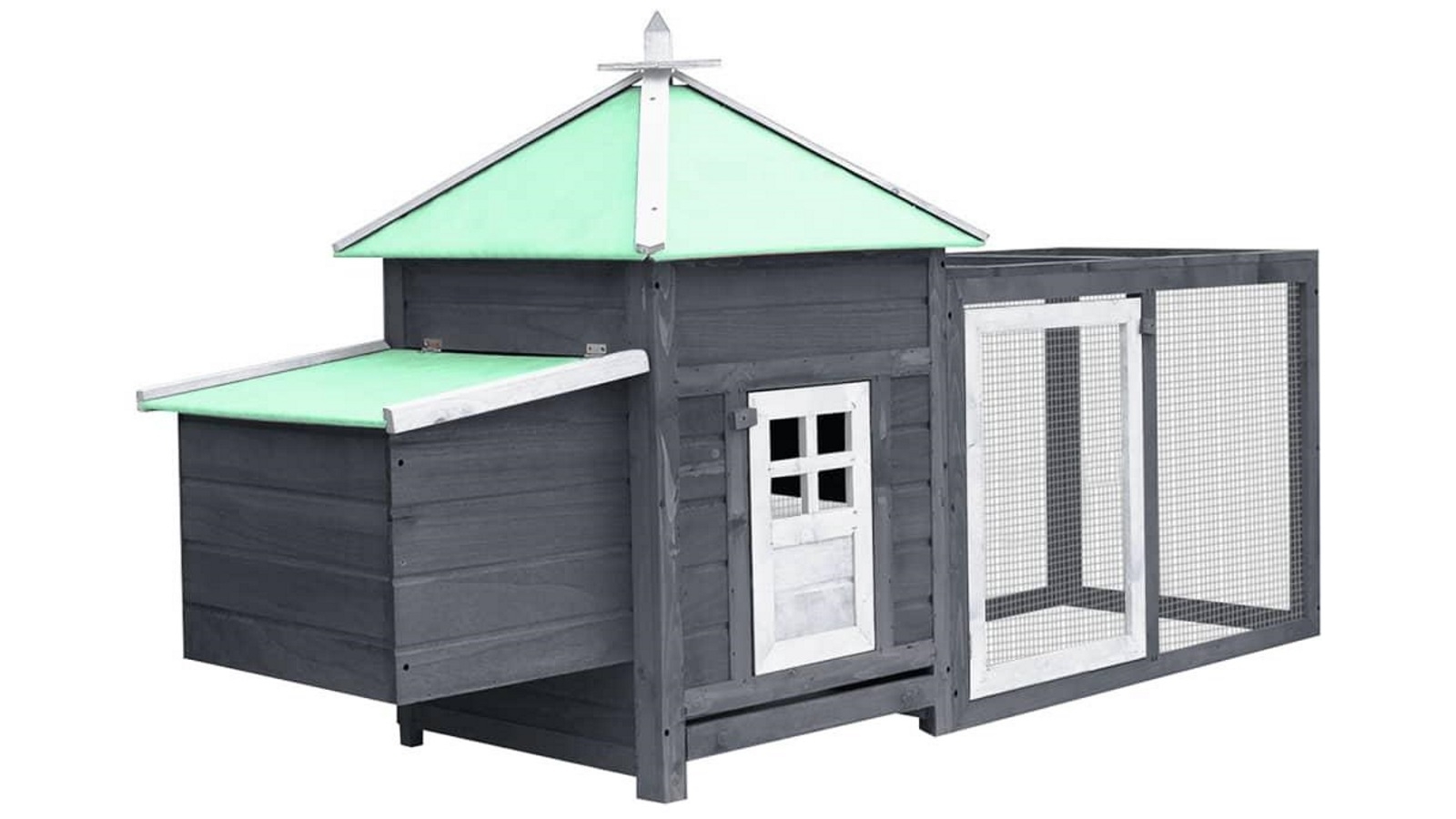 vidaXL 190x72x102cm Chicken Coop with Nest Box - Grey