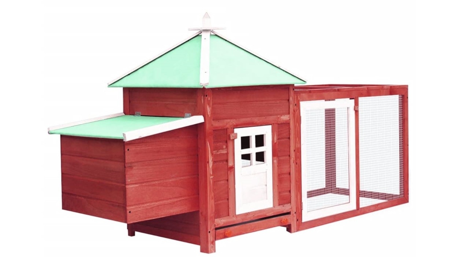 vidaXL Chicken Coop with Nest Box 190 x 72 x 102cm Solid Firwood - Red