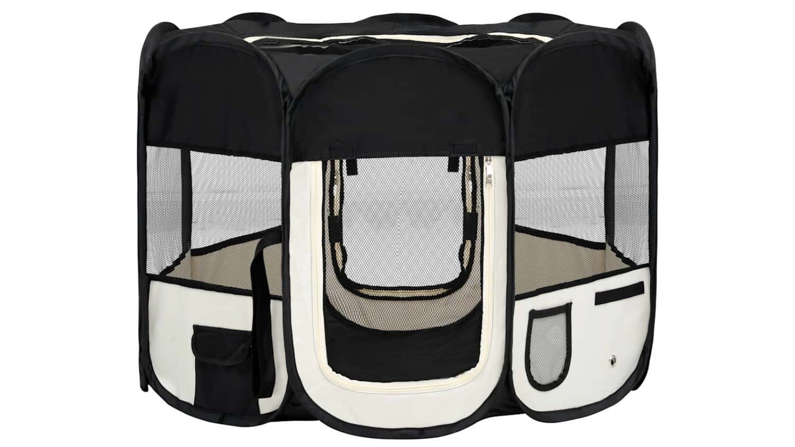 vidaXL Foldable Black Dog Playpen with Carrying Bag - Small