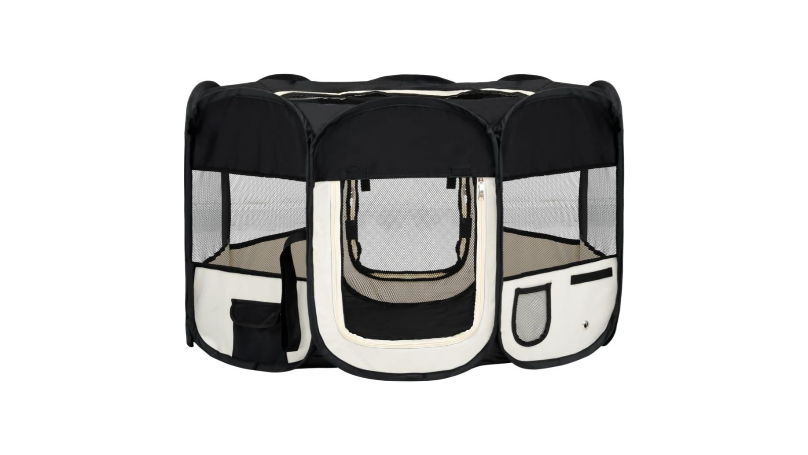 vidaXL Foldable Black Dog Playpen with Carrying Bag