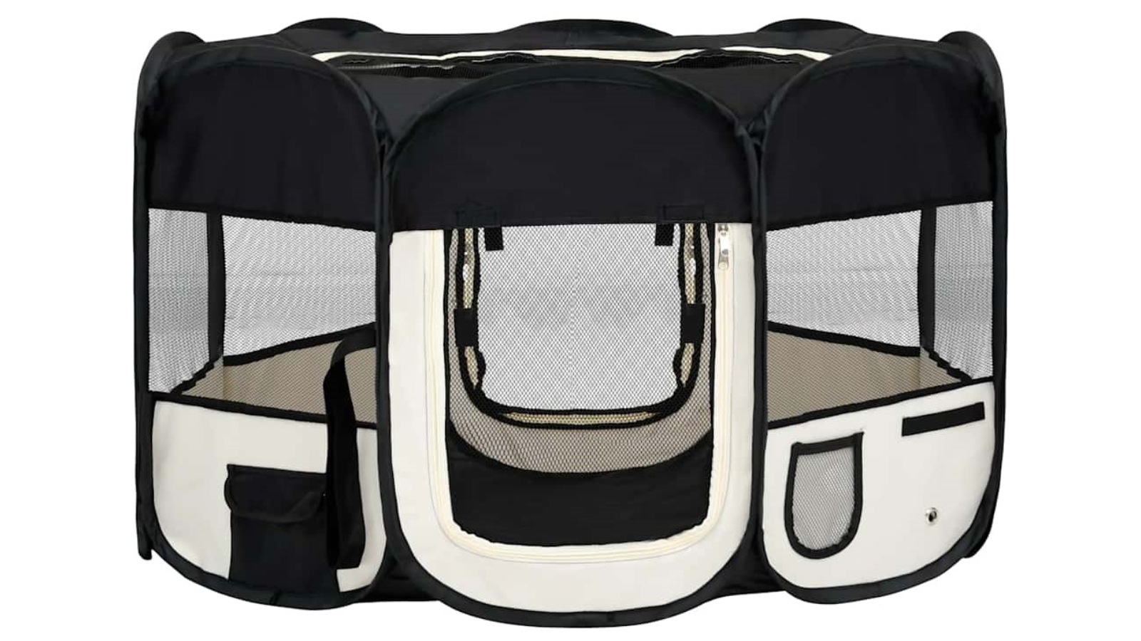vidaXL Foldable Black Dog Playpen with Carrying Bag - Large