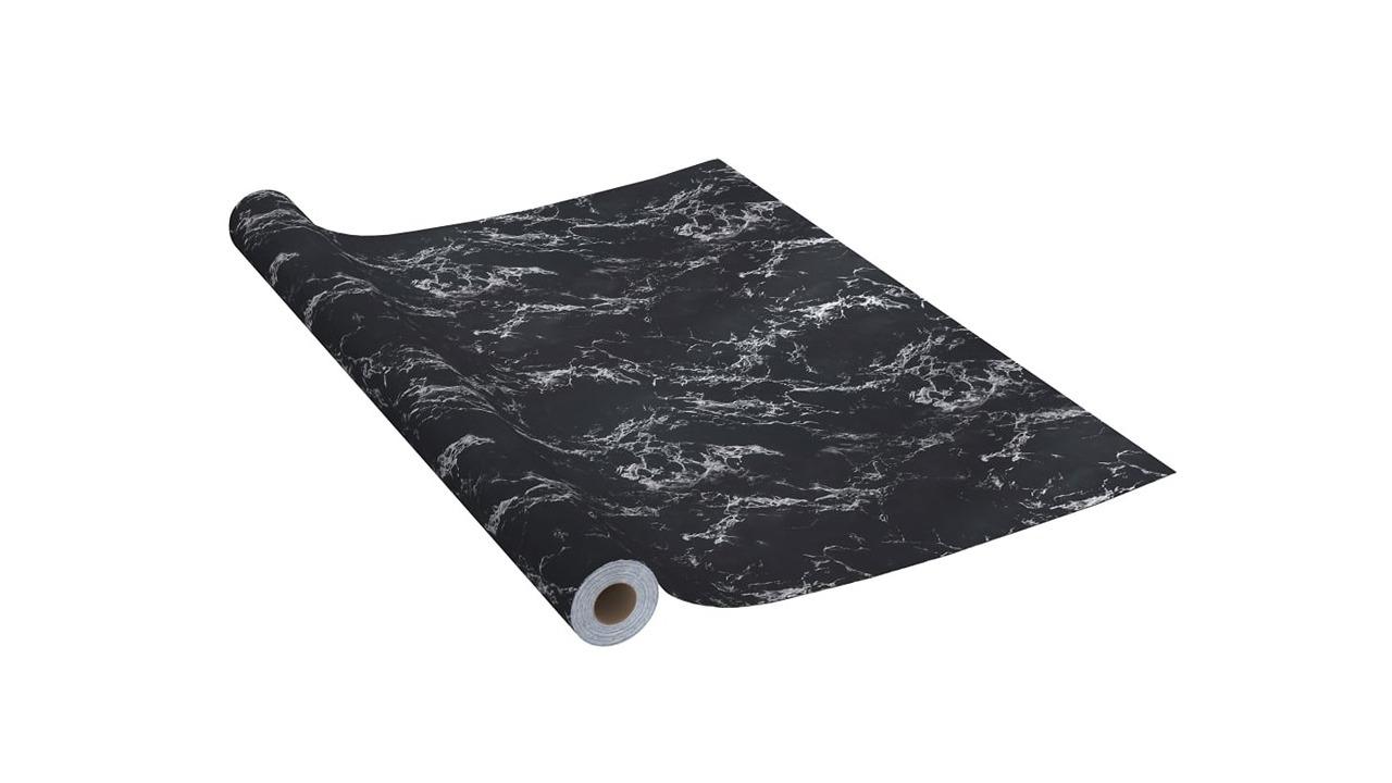 vidaXL Black Stone 500 x 90cm PVC Self-Adhesive Furniture Film