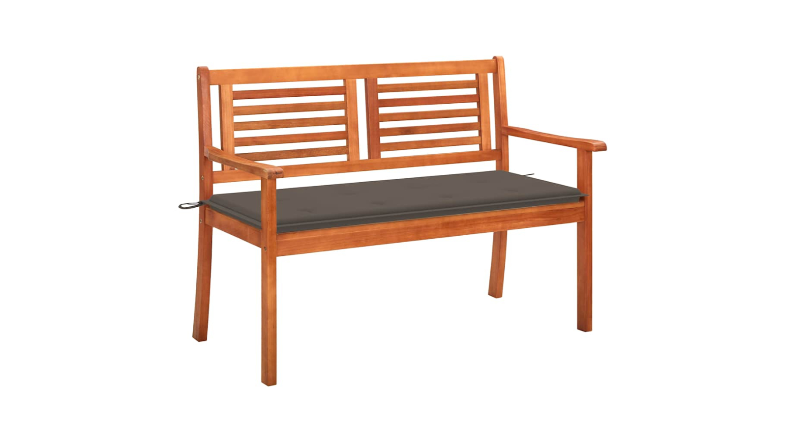 vidaXL 120cm 2-Seater Solid Eucalyptus Wood Garden Bench with Cushion - Taupe