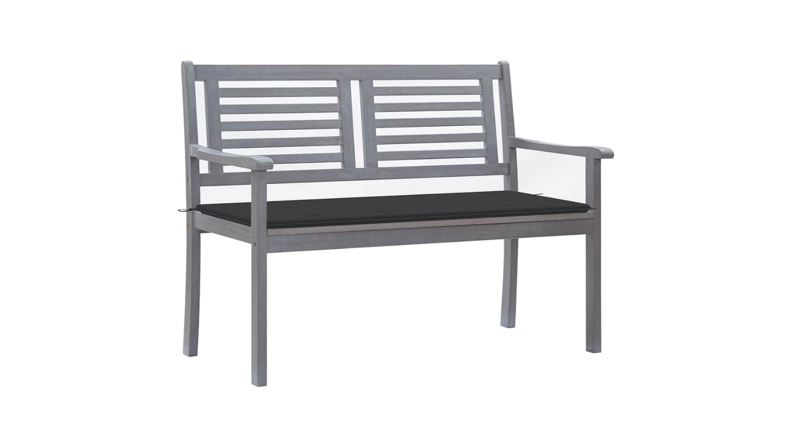 vidaXL 120cm Eucalyptus Wood 2-Seater Garden Bench with Cushion - Anthracite