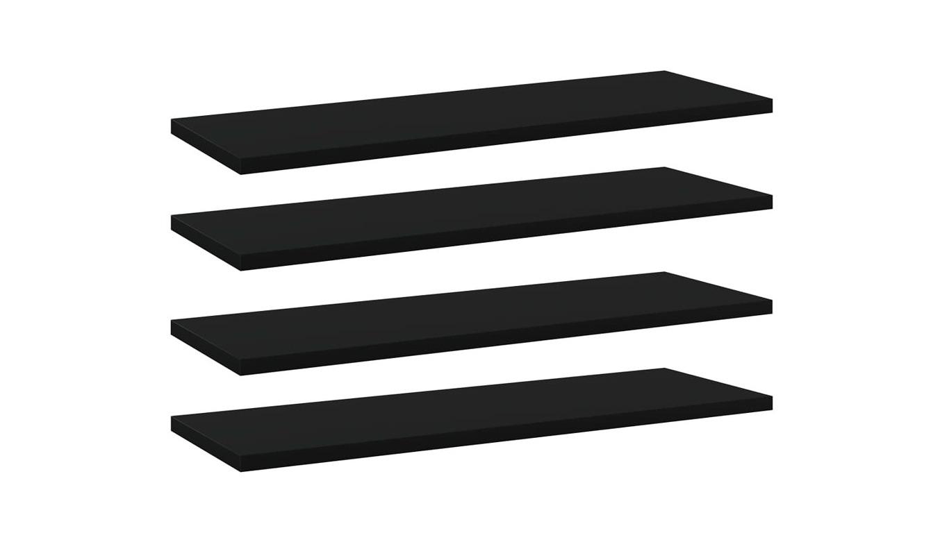 vidaXL 4 Piece Black Engineered Wood Bookshelf Board - 60 x 20 x 1.5cm