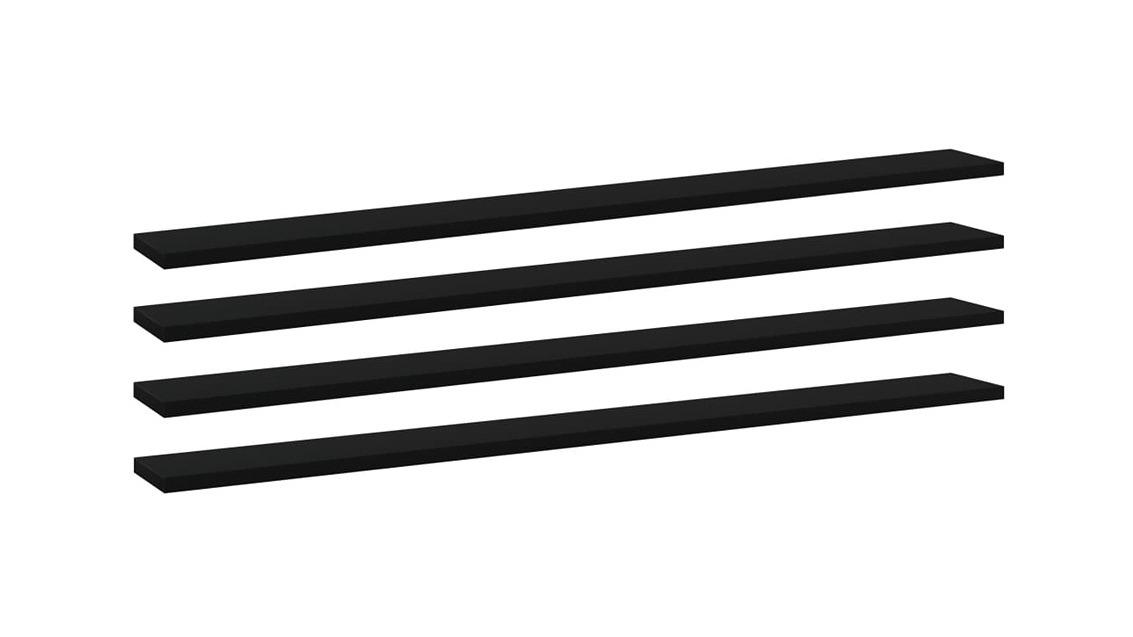 vidaXL 4 Piece Black Engineered Wood Bookshelf Board - 100 x 10 x 1.5cm
