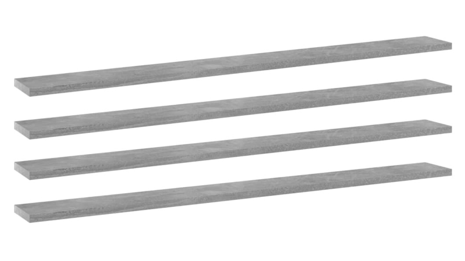 vidaXL 4 Piece Concrete Grey Engineered Wood Bookshelf Board - 100 x 10 x 1.5cm