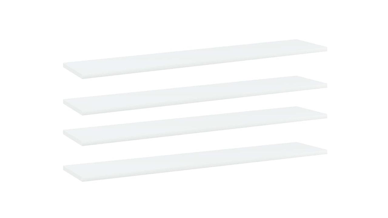 vidaXL 4 Piece White Engineered Wood Bookshelf Board - 100 x 20 x 1.5cm