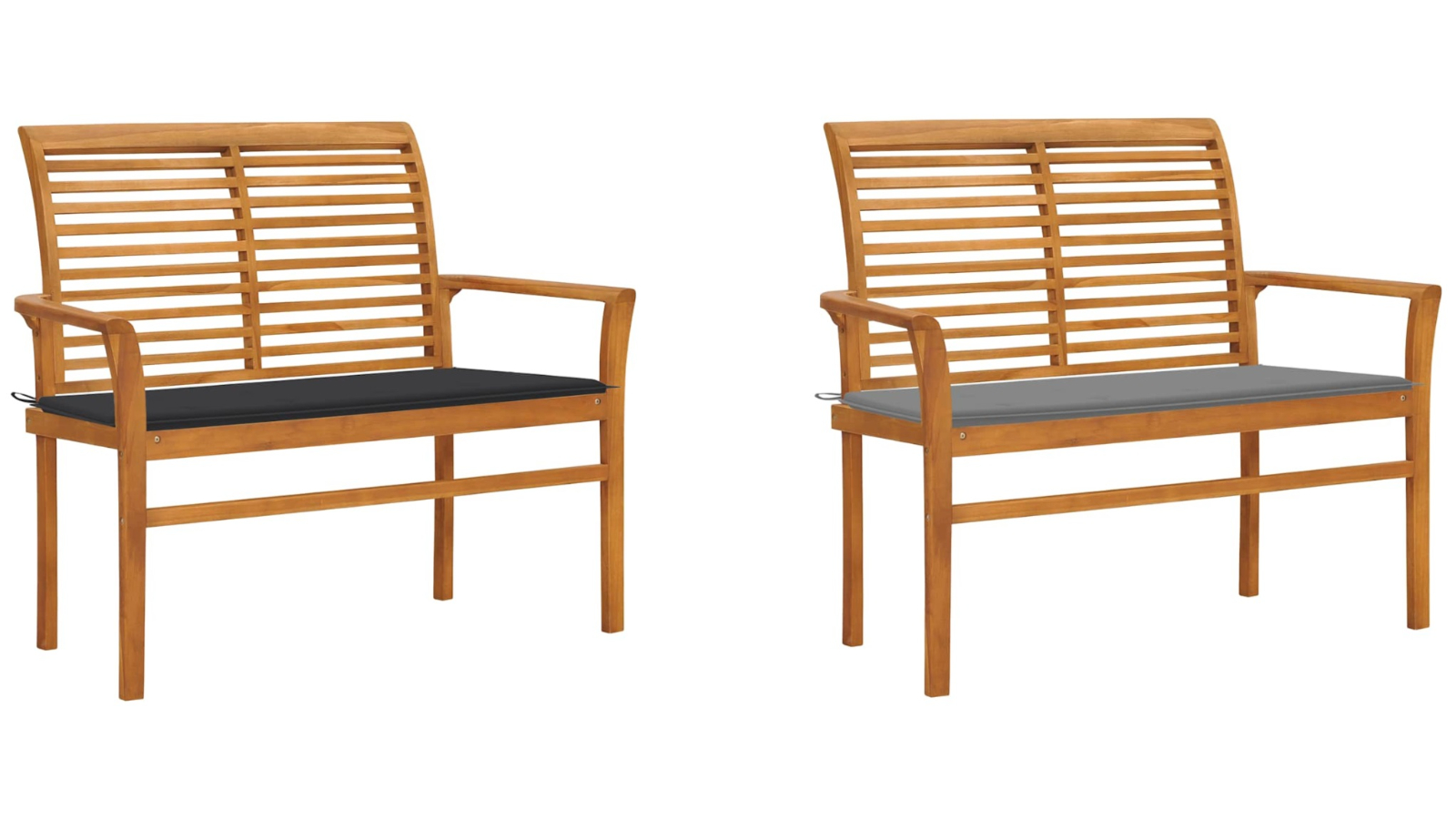 vidaXL 112cm Solid Teak Wood Garden Bench with Cushion