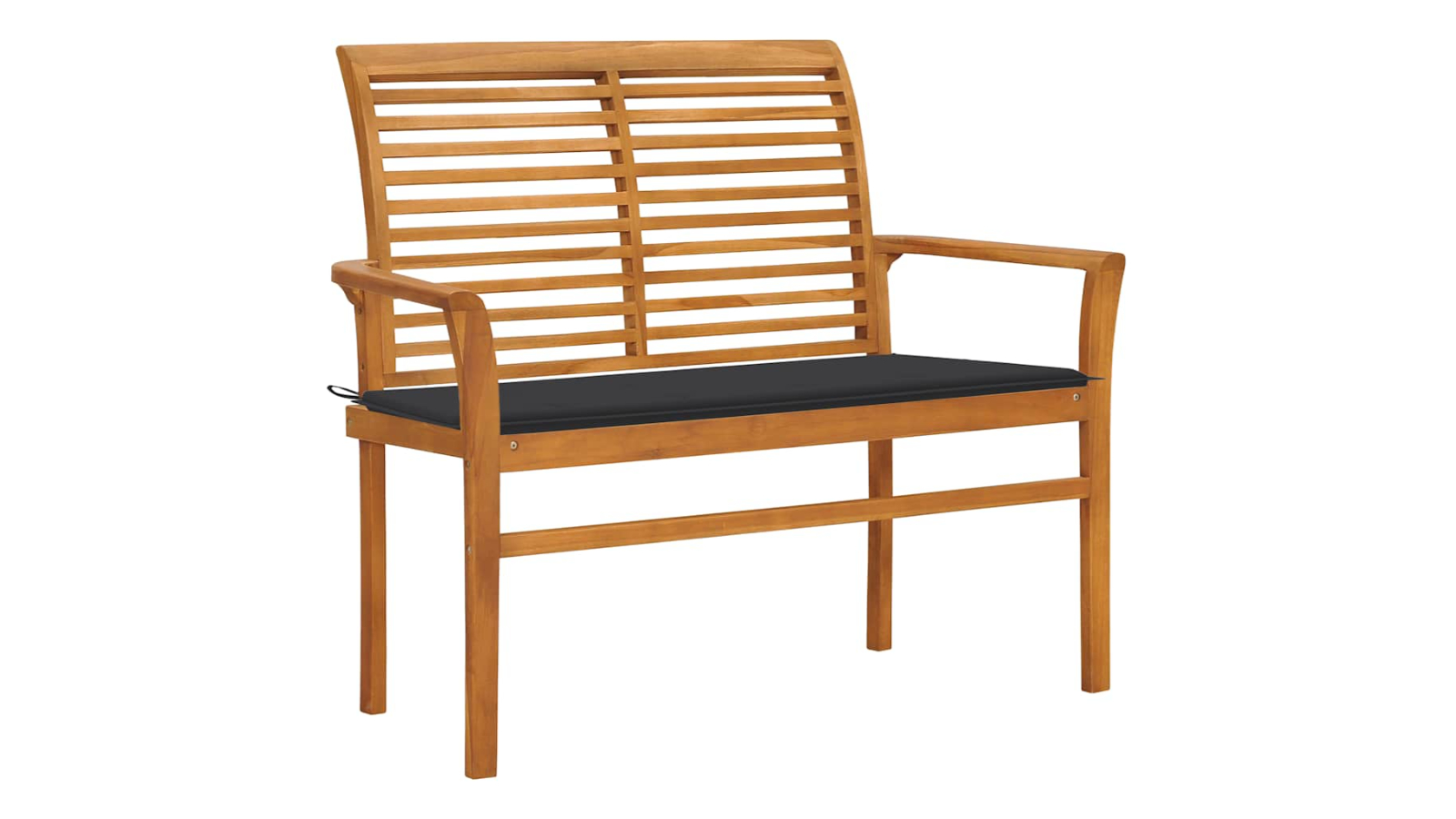vidaXL 112cm Solid Teak Wood Garden Bench with Cushion - Anthracite