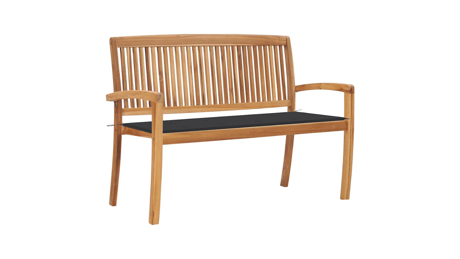 vidaXL Solid Teak Wood Stacking Garden Bench with Cushion - 128.5cm