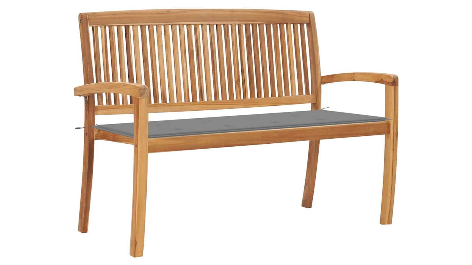 vidaXL 128.5cm Stacking Garden Bench with Cushion - Gray