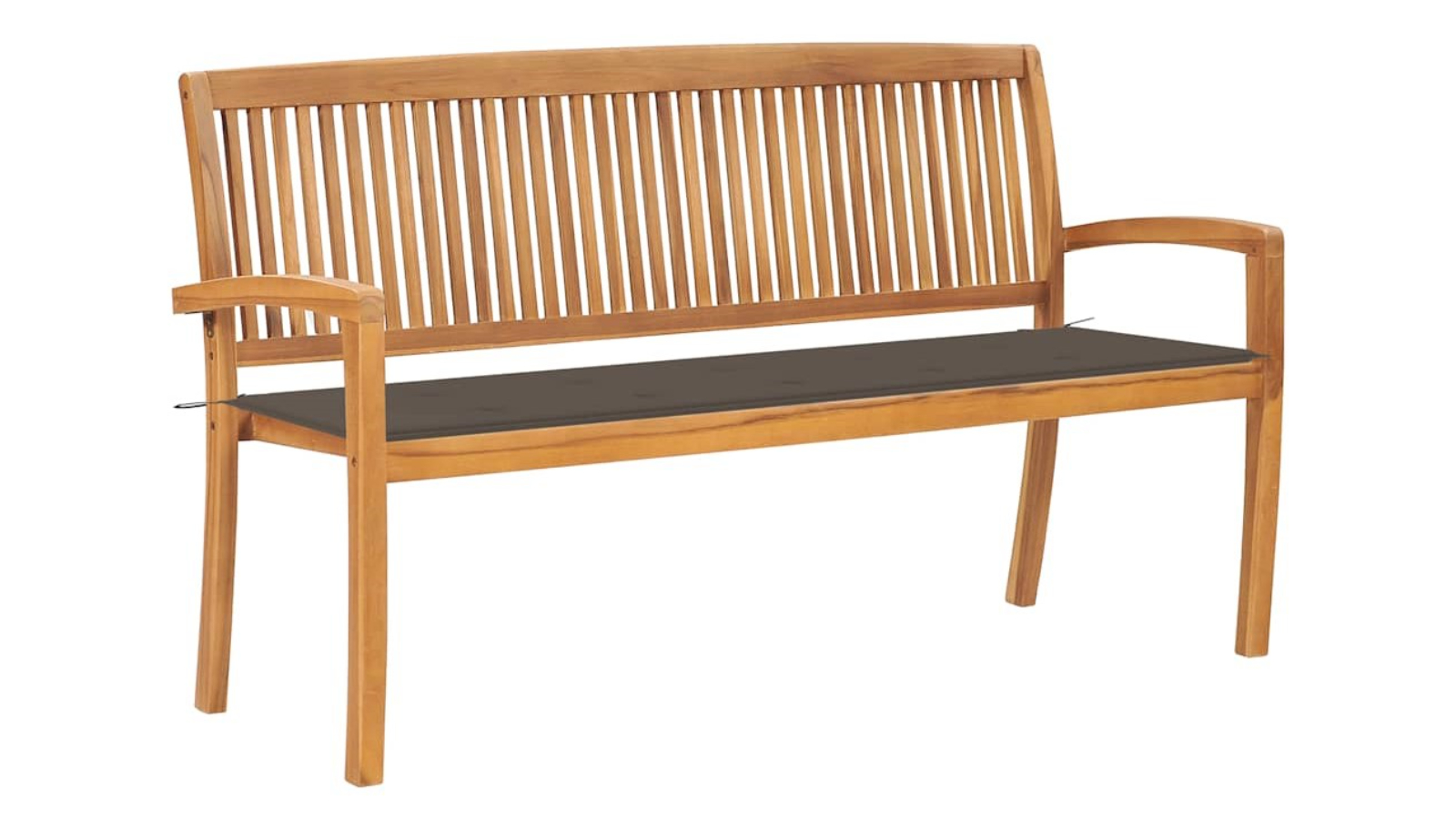 vidaXL 159cm Stackable Solid Teak Wood Patio Garden Bench with Cushion ...