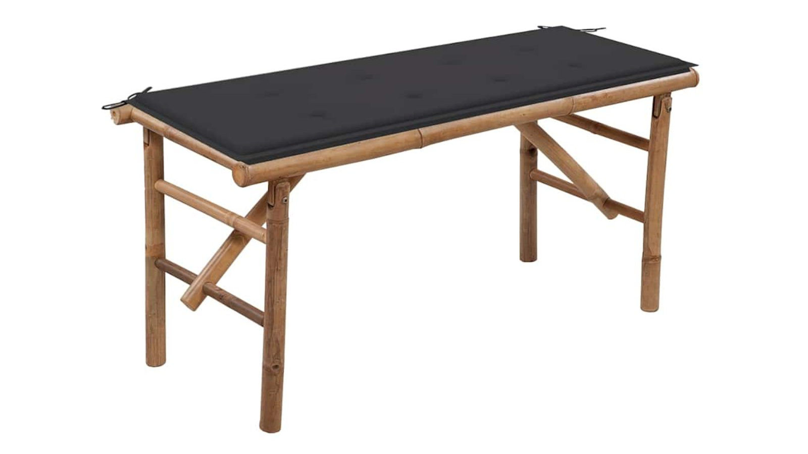 vidaXL 118cm Bamboo Folding Garden Bench with Cushion - Anthracite
