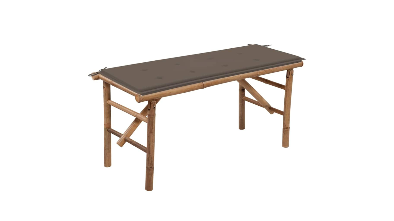 vidaXL Bamboo 118cm Folding Garden Bench with Cushion