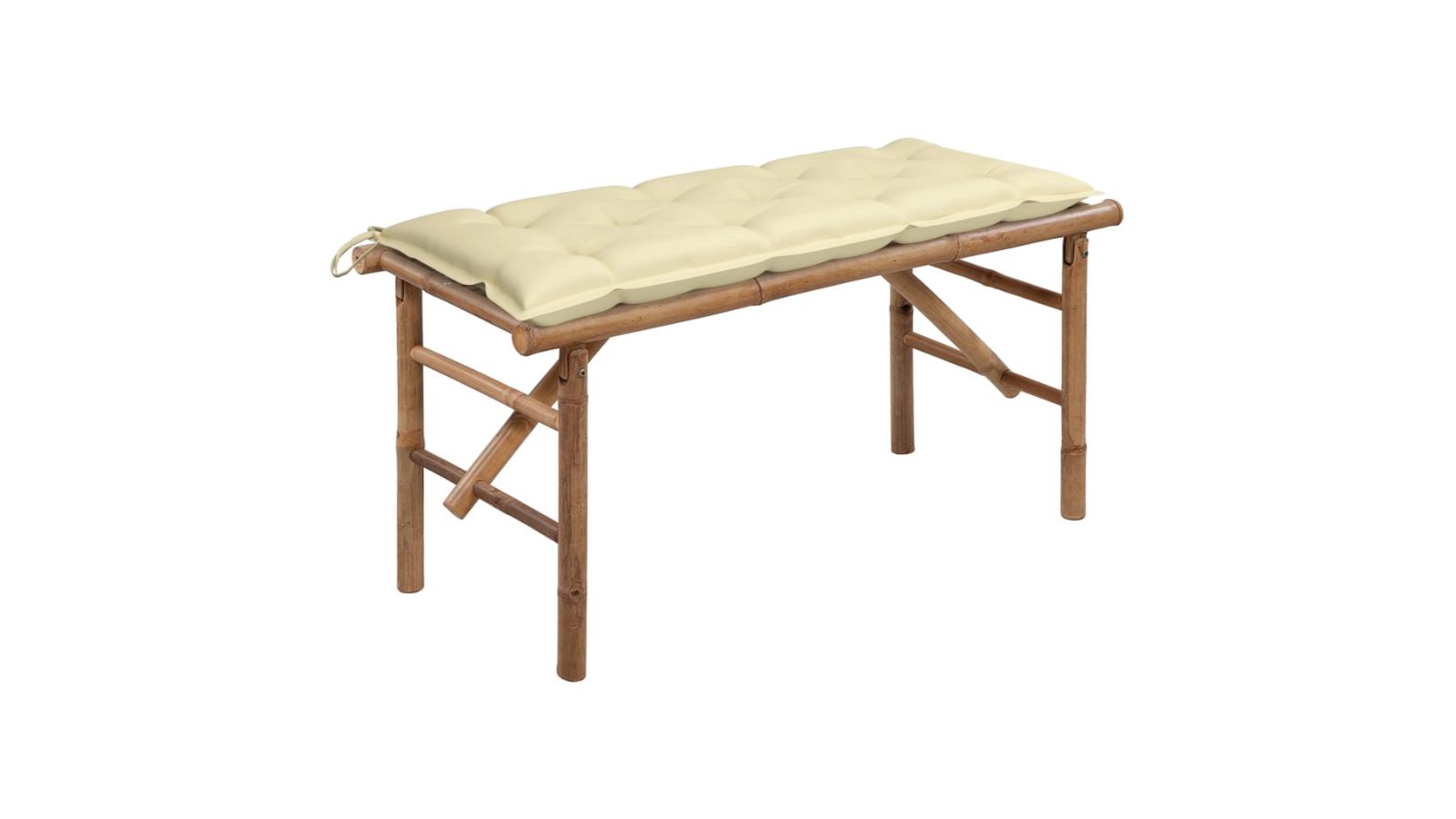 vidaXL Space-Saving Bamboo 118cm Folding Garden Bench with Cushion