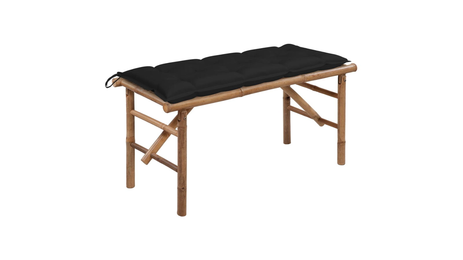 vidaXL Bamboo Patio 118cm Folding Garden Bench with Cushion