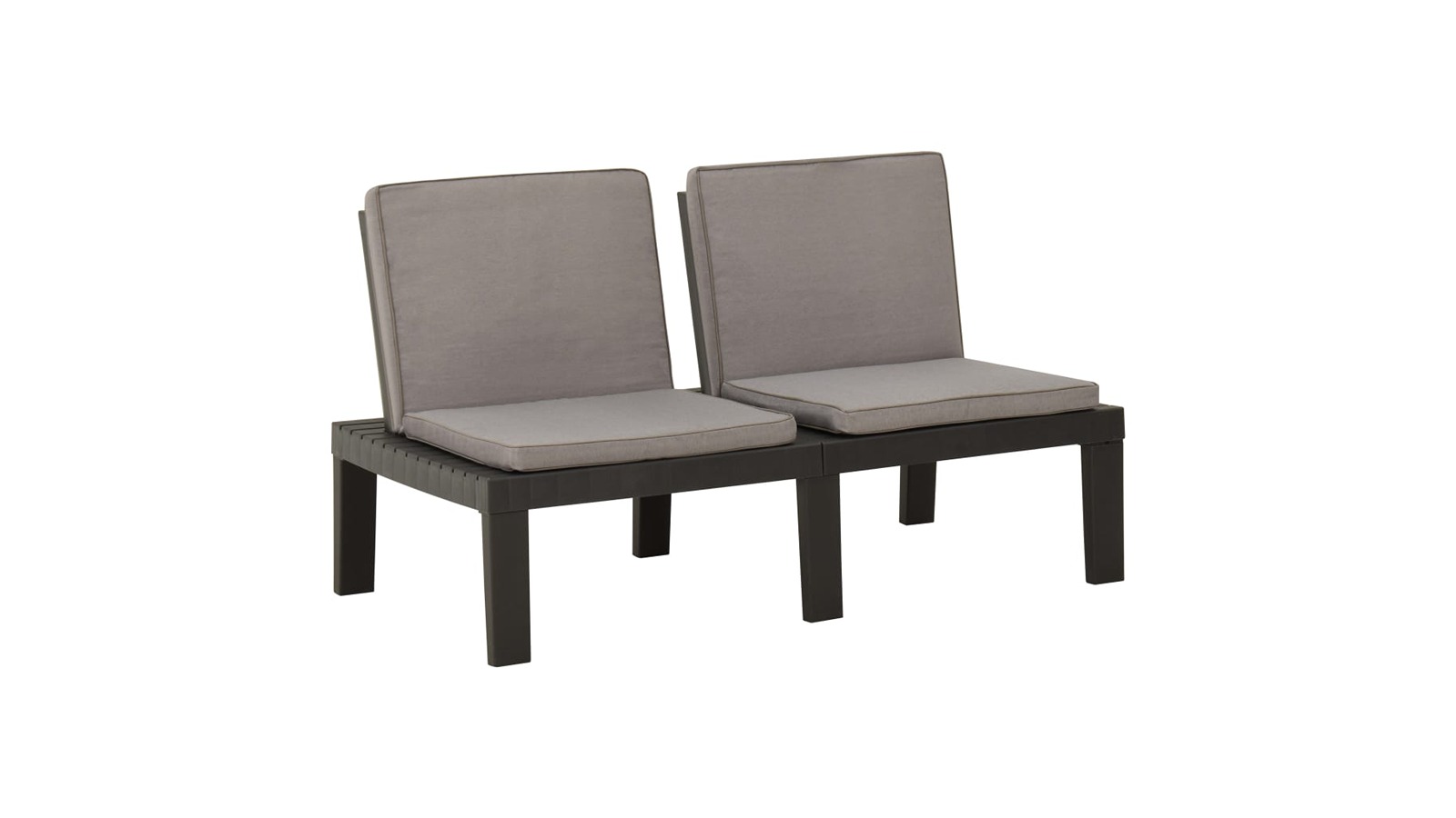 vidaXL 2 Piece Grey Plastic Garden Lounge Bench with Cushion